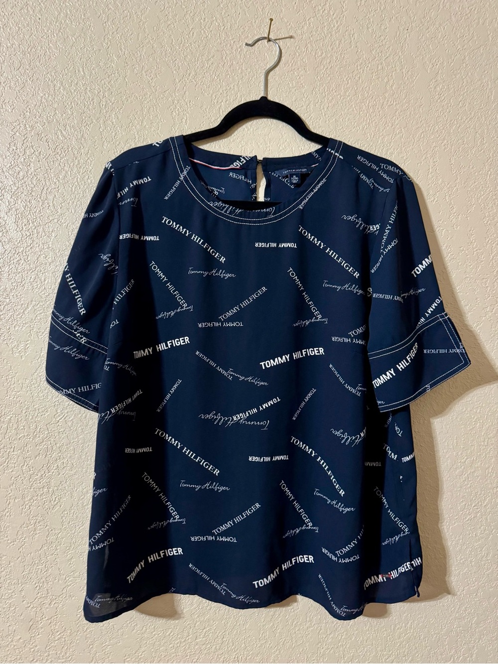 Tommy Hilfiger Navy Short-Sleeve Logo Print Tee